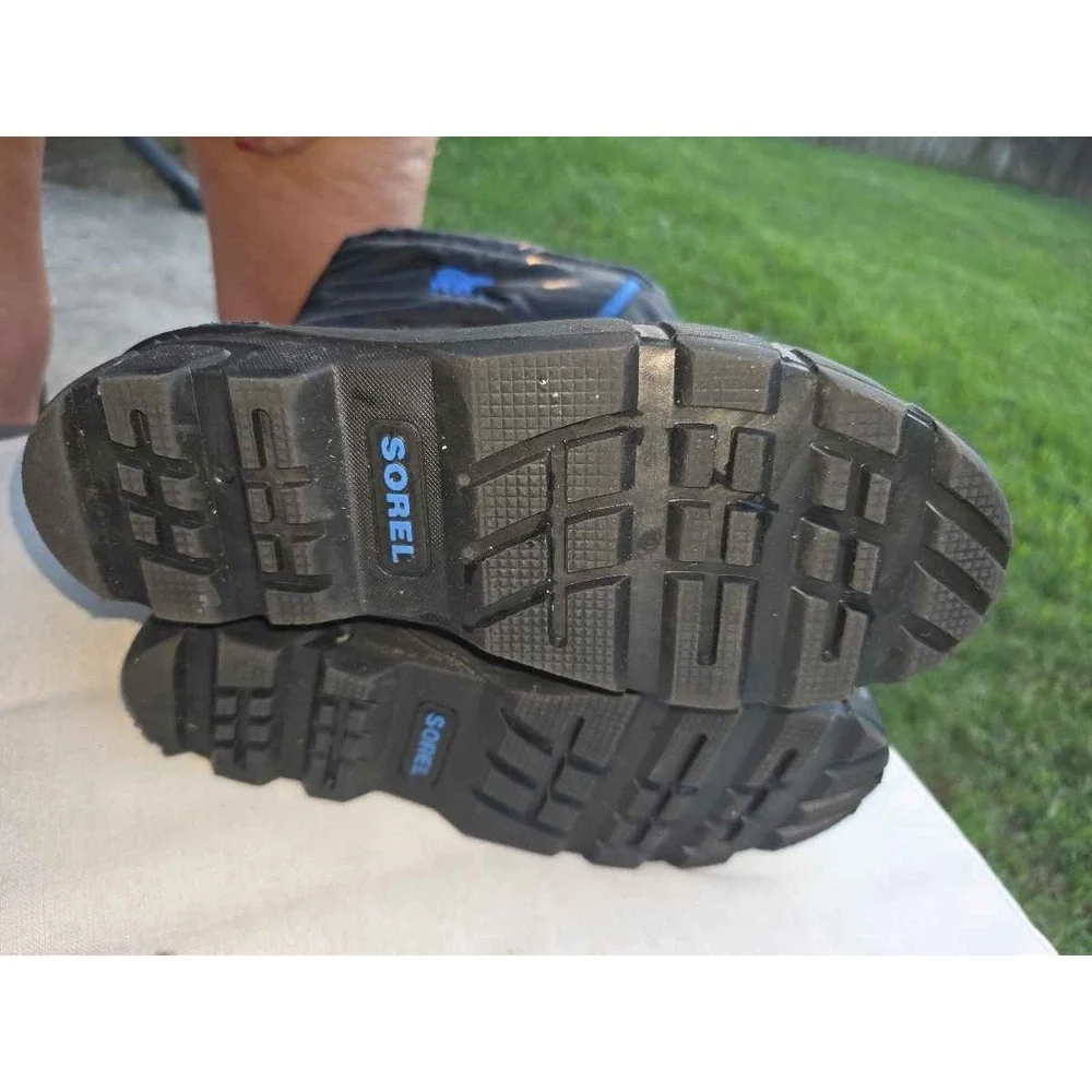 Sorel Kids Flurry Snow Boots Black Blue Waterproof Winter NY1885-010 Size 7Y